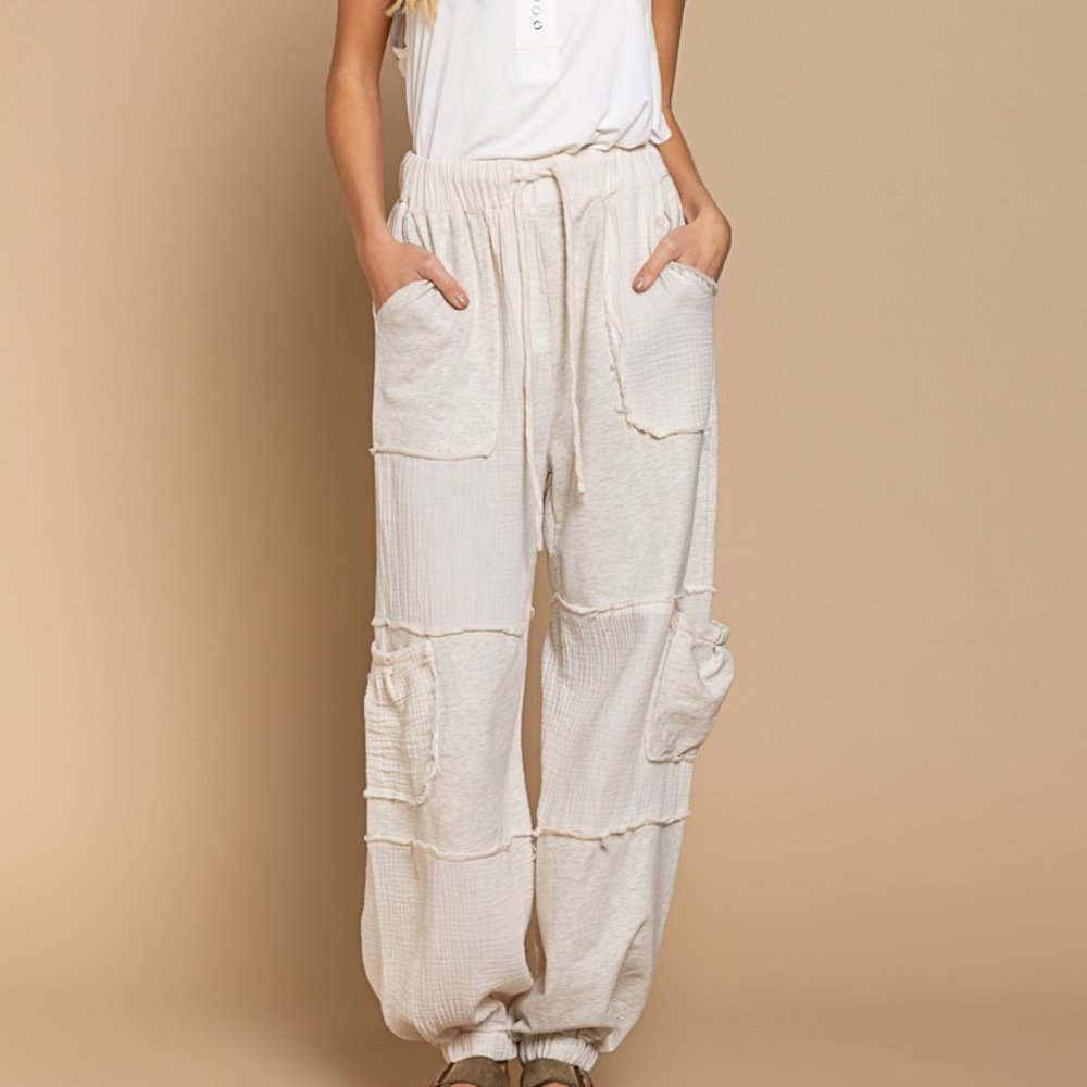 Pol Designed Boho Chic Casual Pants Jogger with Elastic Band